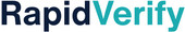 RapidVerify logo in blue and black on a white background